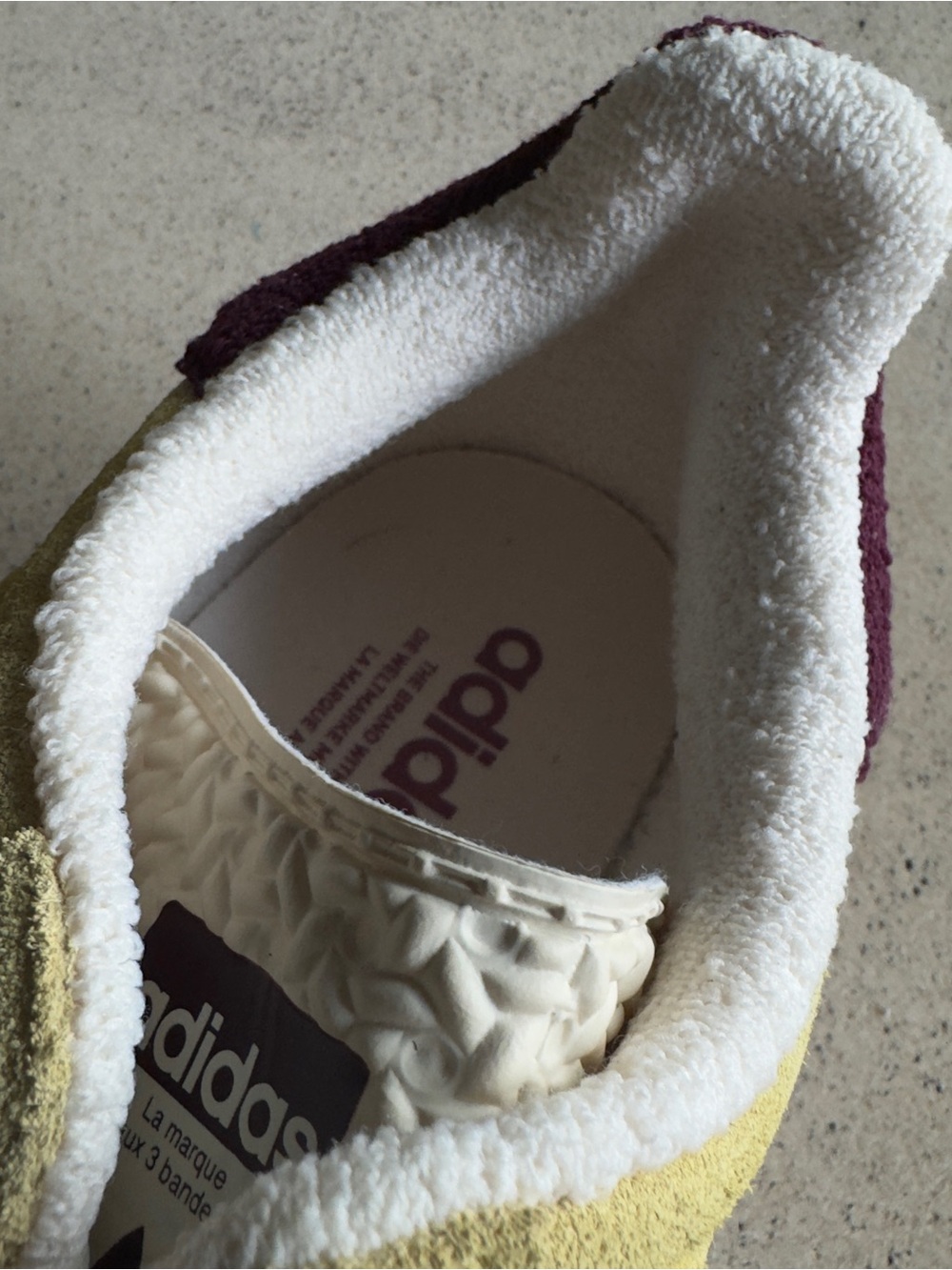 adidas Gazelle Suede Sneakers in Yellow with Maroon Accents - Picture 10 of 13
